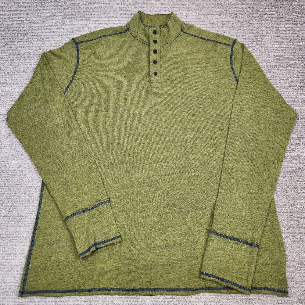 Agave Denim Crows Nest Long Sleeve Henley Top Green Soft Stretch Lightweight XL